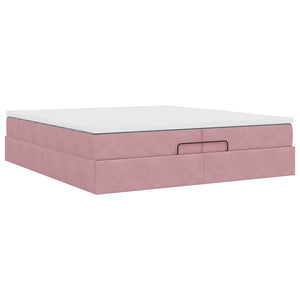 vidaXL Ottoman Bed with Mattresses Pink 200x200 cm Velvet