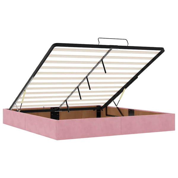 vidaXL Ottoman Bed with Mattresses Pink 200x200 cm Velvet