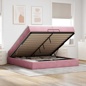 vidaXL Ottoman Bed with Mattresses Pink 200x200 cm Velvet