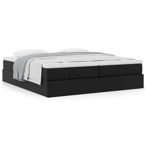 vidaXL Ottoman Bed with Mattresses Black 160x200 cm Faux Leather