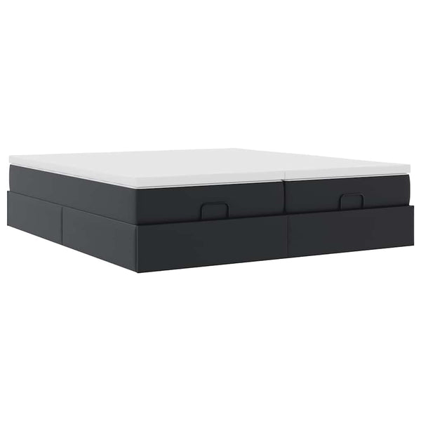 vidaXL Ottoman Bed with Mattresses Black 160x200 cm Faux Leather
