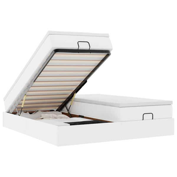 vidaXL Ottoman Bed with Mattresses White 160x200 cm Faux Leather