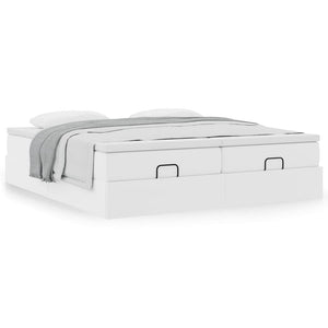 vidaXL Ottoman Bed with Mattresses White 160x200 cm Faux Leather