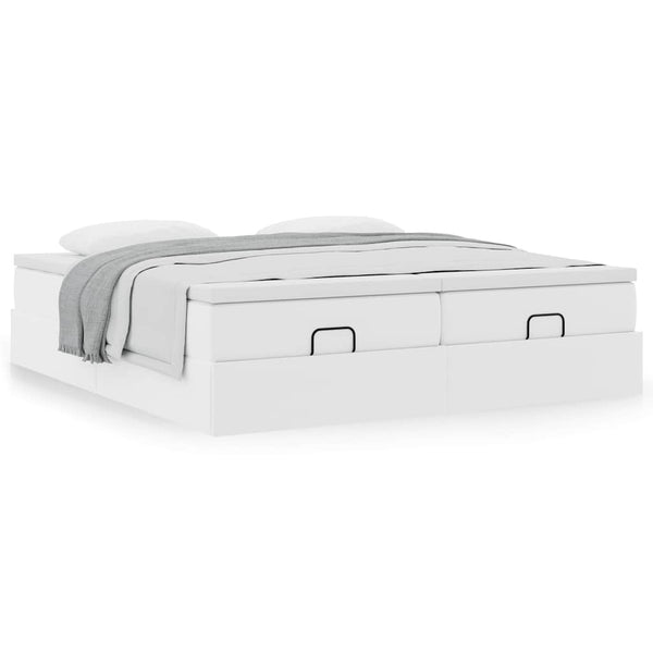 vidaXL Ottoman Bed with Mattresses White 160x200 cm Faux Leather