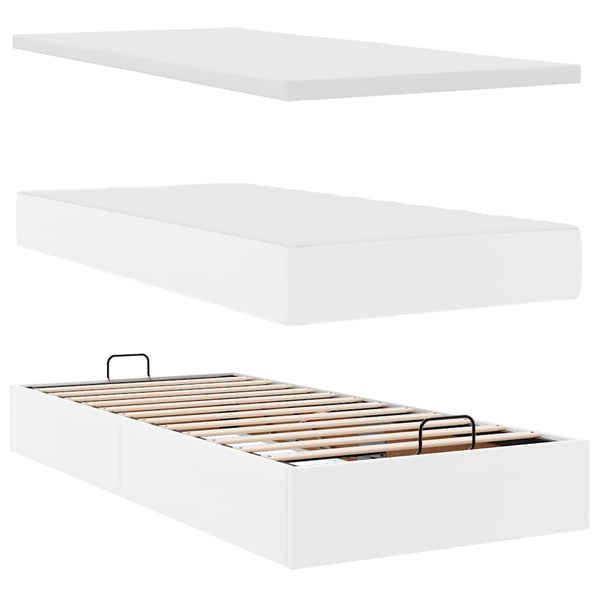 vidaXL Ottoman Bed with Mattresses White 160x200 cm Faux Leather