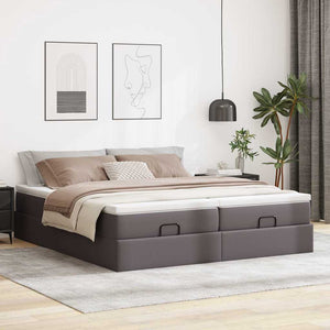 vidaXL Ottoman Bed with Mattresses Grey 160x200 cm Artificial Leather