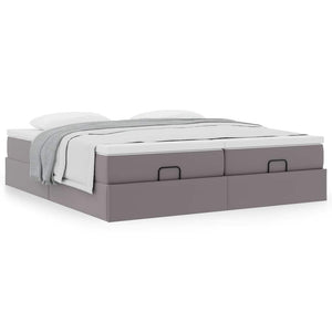 vidaXL Ottoman Bed with Mattresses Grey 160x200 cm Artificial Leather