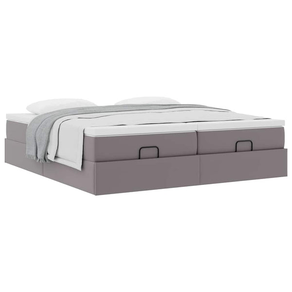 vidaXL Ottoman Bed with Mattresses Grey 160x200 cm Artificial Leather