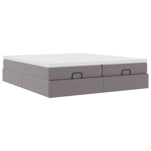 vidaXL Ottoman Bed with Mattresses Grey 160x200 cm Artificial Leather