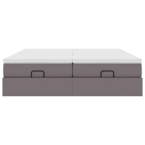 vidaXL Ottoman Bed with Mattresses Grey 160x200 cm Artificial Leather