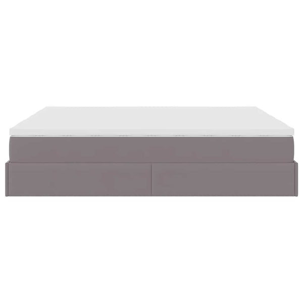 vidaXL Ottoman Bed with Mattresses Grey 160x200 cm Artificial Leather
