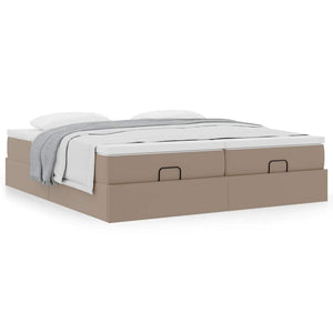 vidaXL Ottoman Bed with Mattresses Cappuccino 160x200 cm Faux Leather