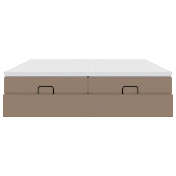 vidaXL Ottoman Bed with Mattresses Cappuccino 160x200 cm Faux Leather