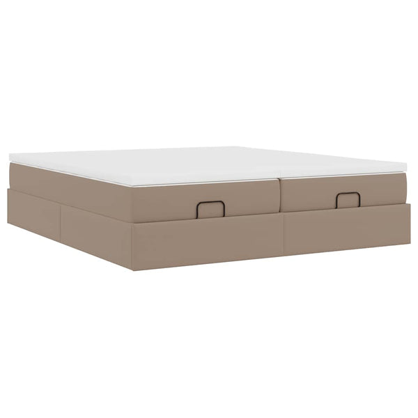 vidaXL Ottoman Bed with Mattresses Cappuccino 160x200 cm Faux Leather