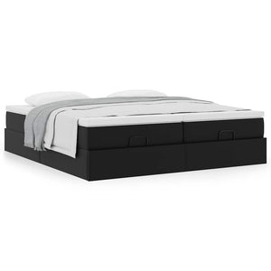 vidaXL Ottoman Bed with Mattresses Black 180x200 cm Faux Leather