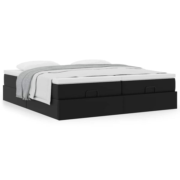 vidaXL Ottoman Bed with Mattresses Black 180x200 cm Faux Leather