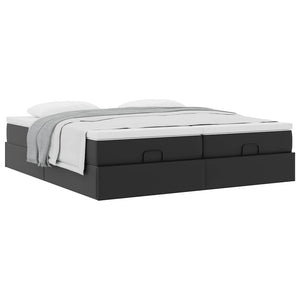 vidaXL Ottoman Bed with Mattresses Black 180x200 cm Faux Leather
