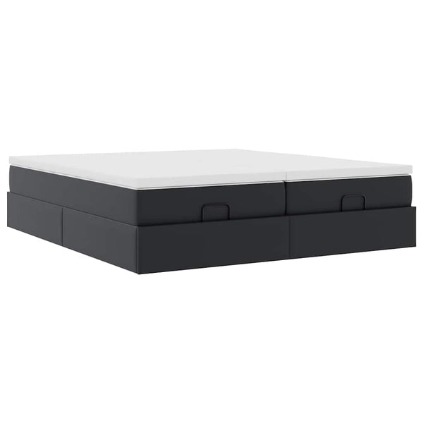 vidaXL Ottoman Bed with Mattresses Black 180x200 cm Faux Leather