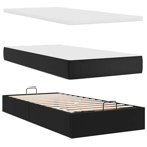 vidaXL Ottoman Bed with Mattresses Black 180x200 cm Faux Leather