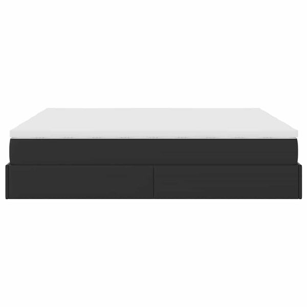 vidaXL Ottoman Bed with Mattresses Black 180x200 cm Faux Leather