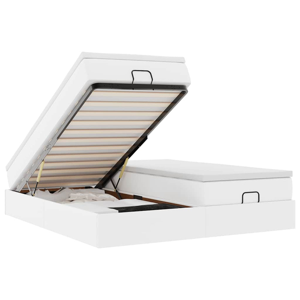 vidaXL Ottoman Bed with Mattresses White 180x200 cm Faux Leather