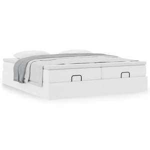 vidaXL Ottoman Bed with Mattresses White 180x200 cm Faux Leather