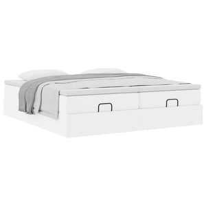 vidaXL Ottoman Bed with Mattresses White 180x200 cm Faux Leather