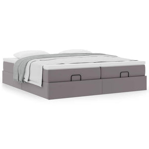 vidaXL Ottoman Bed with Mattresses Grey 180x200 cm Faux Leather