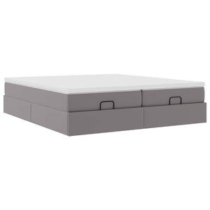 vidaXL Ottoman Bed with Mattresses Grey 180x200 cm Faux Leather