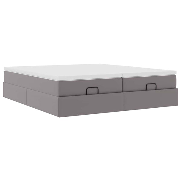 vidaXL Ottoman Bed with Mattresses Grey 180x200 cm Faux Leather