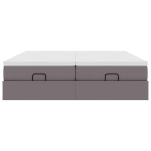 vidaXL Ottoman Bed with Mattresses Grey 180x200 cm Faux Leather