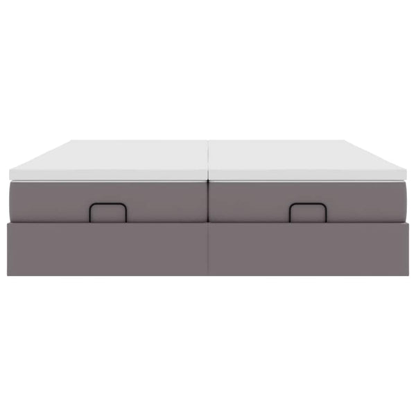 vidaXL Ottoman Bed with Mattresses Grey 180x200 cm Faux Leather