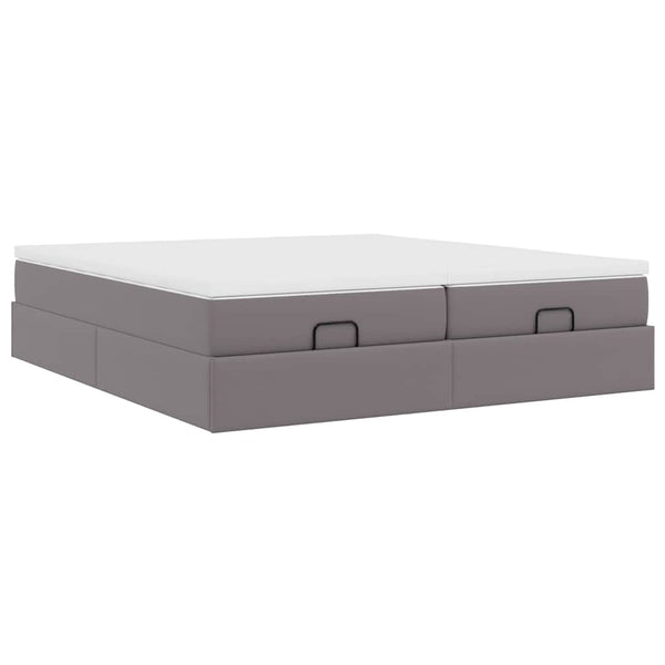 vidaXL Ottoman Bed with Mattresses Grey 180x200 cm Faux Leather