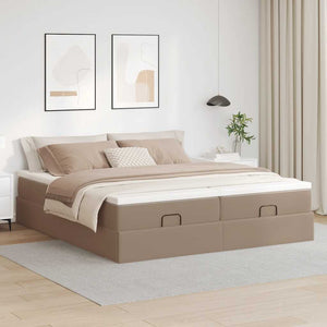 vidaXL Ottoman Bed with Mattresses Cappuccino 180x200cm Faux Leather