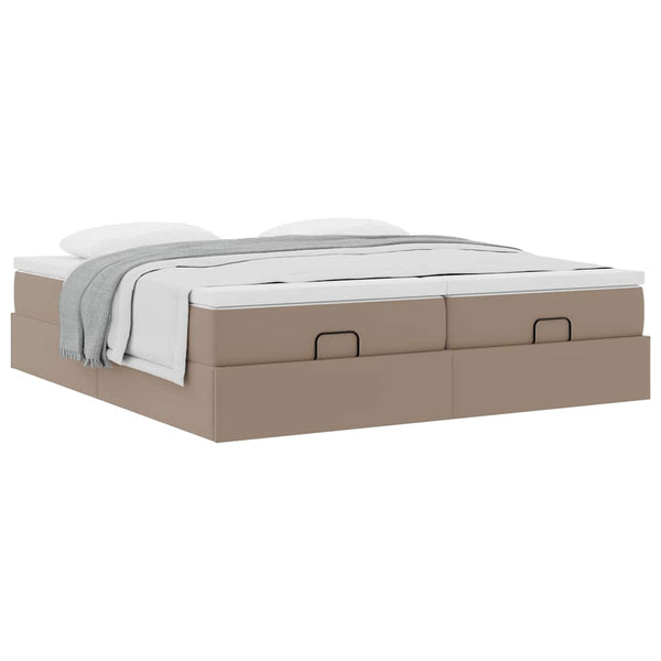 vidaXL Ottoman Bed with Mattresses Cappuccino 180x200cm Faux Leather