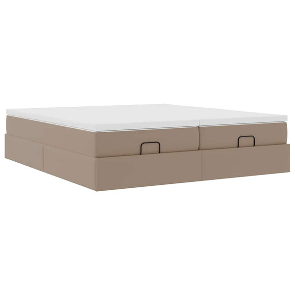 vidaXL Ottoman Bed with Mattresses Cappuccino 180x200cm Faux Leather