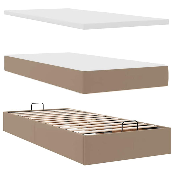 vidaXL Ottoman Bed with Mattresses Cappuccino 180x200cm Faux Leather