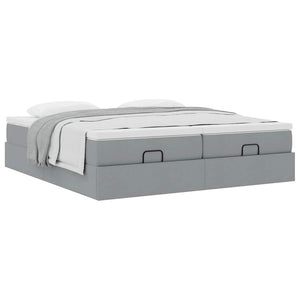 vidaXL Ottoman Bed with Mattresses Light Grey 160x200 cm Fabric