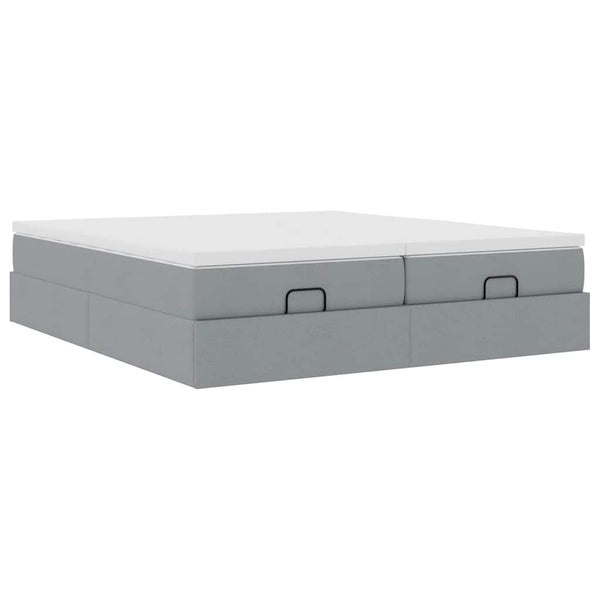 vidaXL Ottoman Bed with Mattresses Light Grey 160x200 cm Fabric