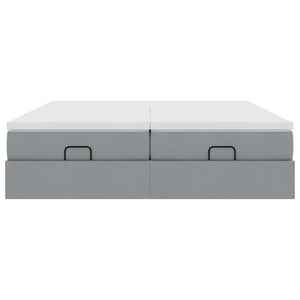vidaXL Ottoman Bed with Mattresses Light Grey 160x200 cm Fabric