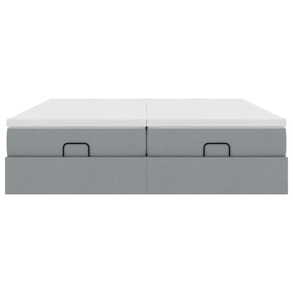 vidaXL Ottoman Bed with Mattresses Light Grey 160x200 cm Fabric