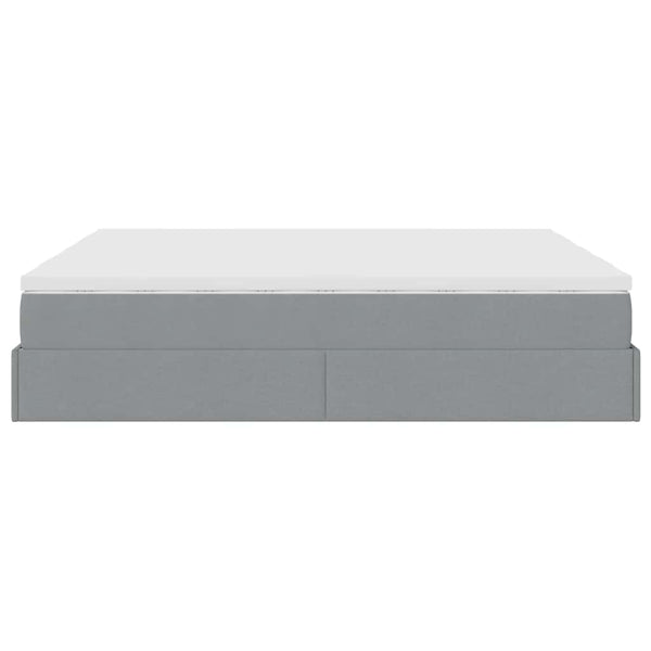 vidaXL Ottoman Bed with Mattresses Light Grey 160x200 cm Fabric