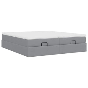 vidaXL Ottoman Bed with Mattresses Light Grey 160x200 cm Fabric
