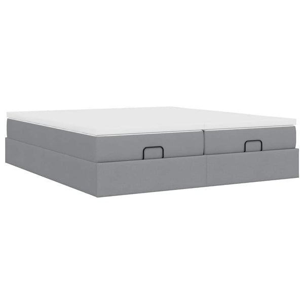 vidaXL Ottoman Bed with Mattresses Light Grey 160x200 cm Fabric
