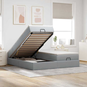 vidaXL Ottoman Bed with Mattresses Light Grey 160x200 cm Fabric
