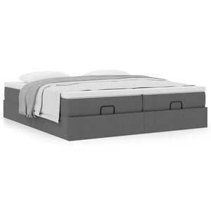 vidaXL Ottoman Bed with Mattresses Dark Grey 160x200 cm Fabric