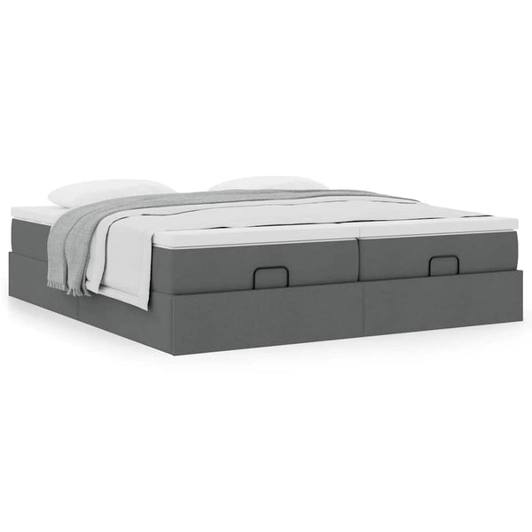 vidaXL Ottoman Bed with Mattresses Dark Grey 160x200 cm Fabric