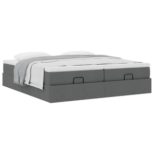 vidaXL Ottoman Bed with Mattresses Dark Grey 160x200 cm Fabric