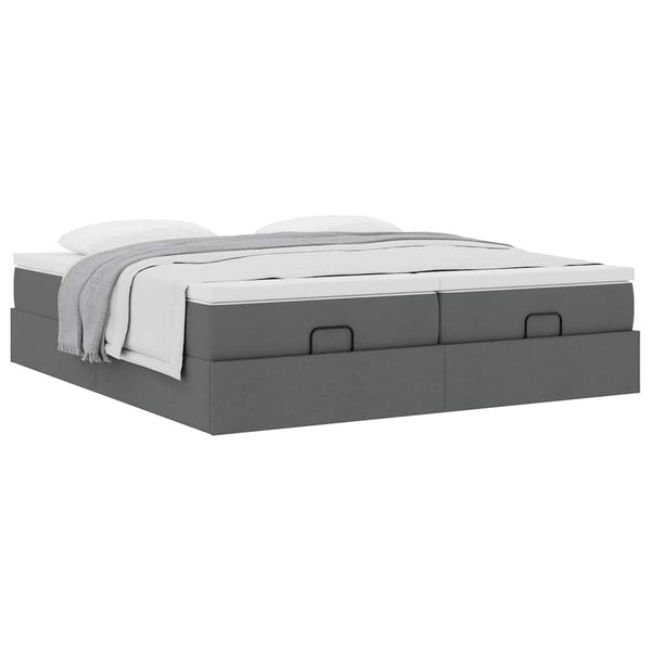vidaXL Ottoman Bed with Mattresses Dark Grey 160x200 cm Fabric