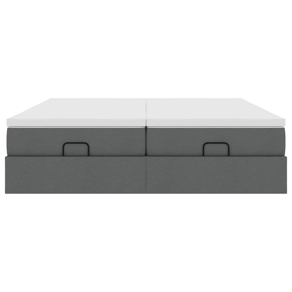 vidaXL Ottoman Bed with Mattresses Dark Grey 160x200 cm Fabric